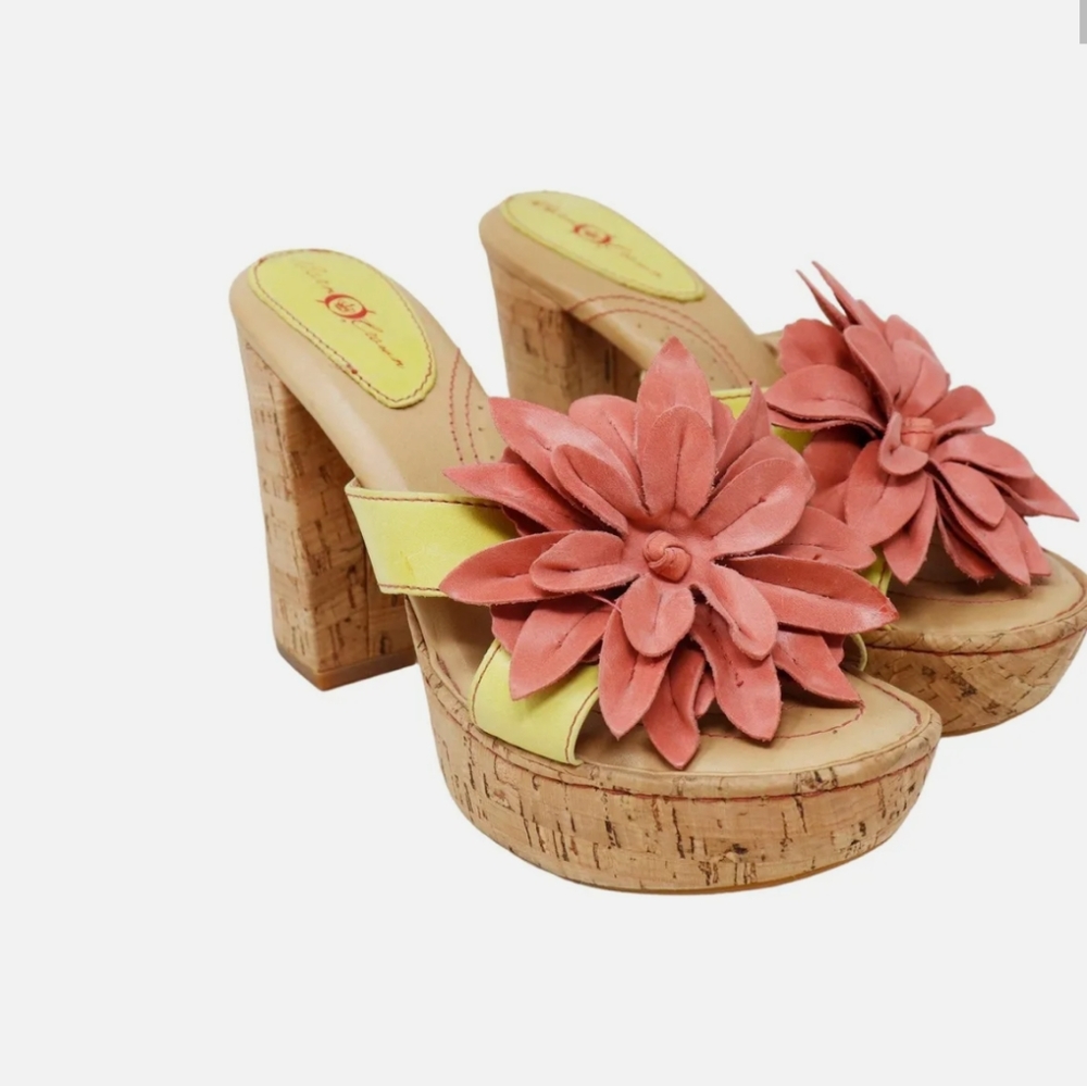 Born Crown Loletta Flower Cork Platform Sandals, size 10